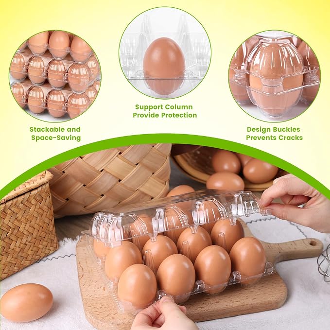 LOVEINUSA 60 Pack 12-Count Clear Plastic Egg Cartons - Image 3