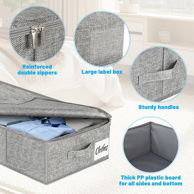 Under Bed Storage Container Bins 2 Pack, 4.5 Inch Slim Low Profile Underbed - Image 7