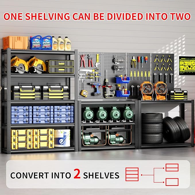 59.1" W x 19.7" D Garage Shelving, 3000LBS Heavy Duty Metal Shelves, Adjustable - Image 5