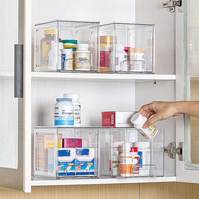 Vtopmart 6 pack Stackable Storage Drawers, 6.6''Tall Acrylic Bathroom Makeup - Image 7