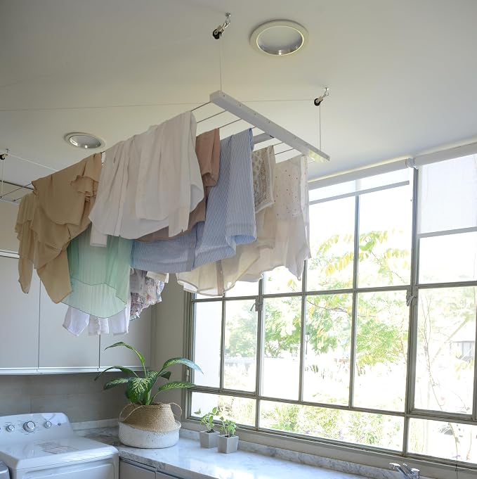 XL Ceiling Mounted Drying Rack – Heavy-Duty Pulley Clothesline by H%C3%B6llsen