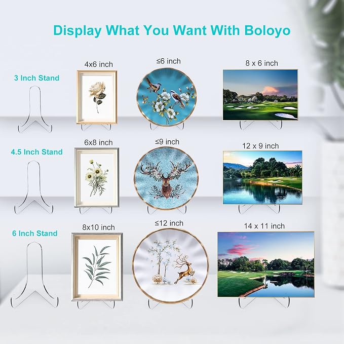 Boloyo 60-Degree Angle Acrylic Plate Display Stand, 4.5 Inch 5PC Clear Acrylic - Image 3