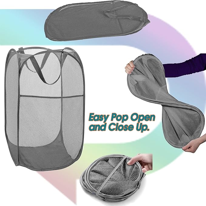 BATTOO Deluxe Strong Mesh Pop up Laundry Hamper Basket - Image 6