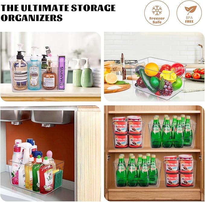 Clear Plastic Storage Bins-8 Pcs Pantry Organizers and Storage Containers - Image 8