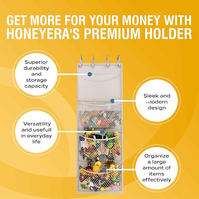 Honeyera The Original Storage for Stuffed Animals, Over Door Organizer for - Image 6