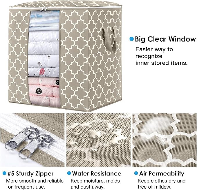 WISELIFE Storage Bags 3 Pack/100L Large Blanket Clothes Organization and - Image 2