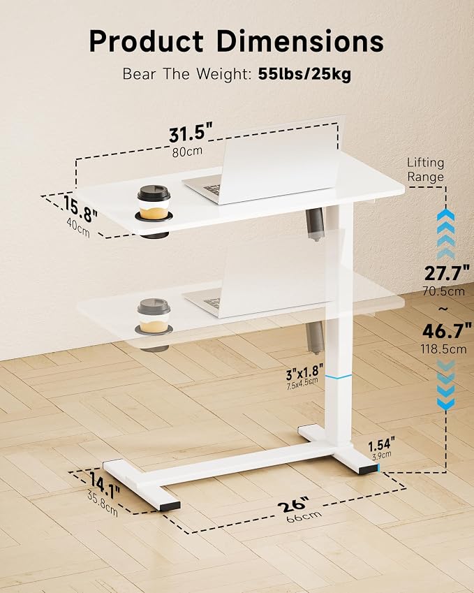 BIZUM Small Electric Standing Desk Bedside Table - Image 3