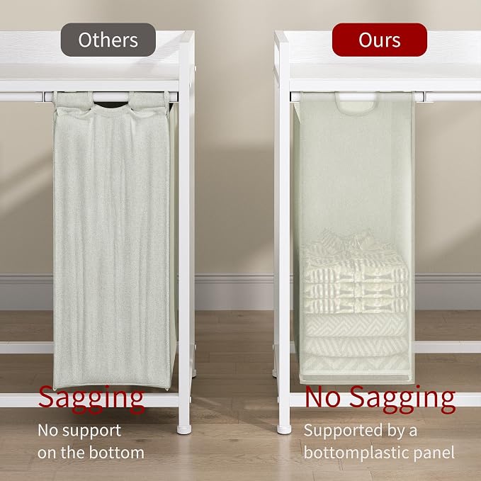 Laundry Hamper with Shelf, Laundry Basket 3 Section, Laundry Sorter with - Image 5