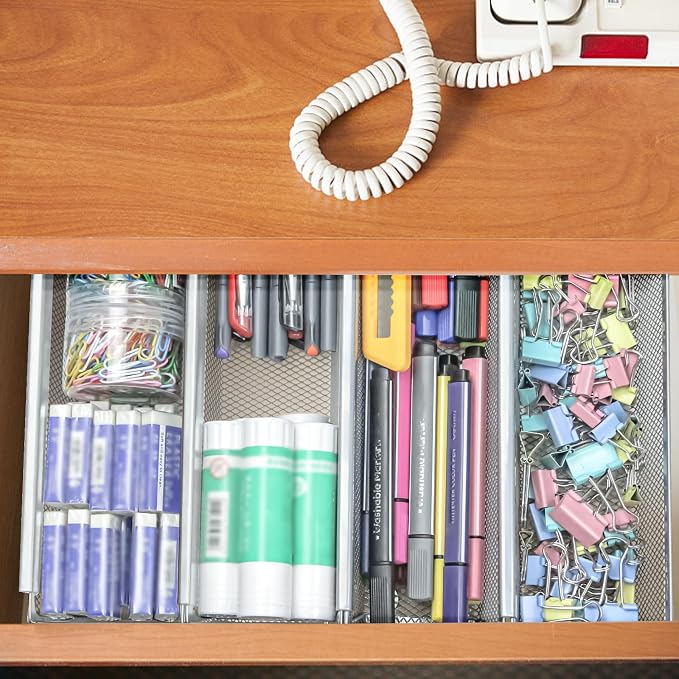 4PCS Drawer Organizer for Kitchen, Utensil Mesh Drawer Organizer - Image 4