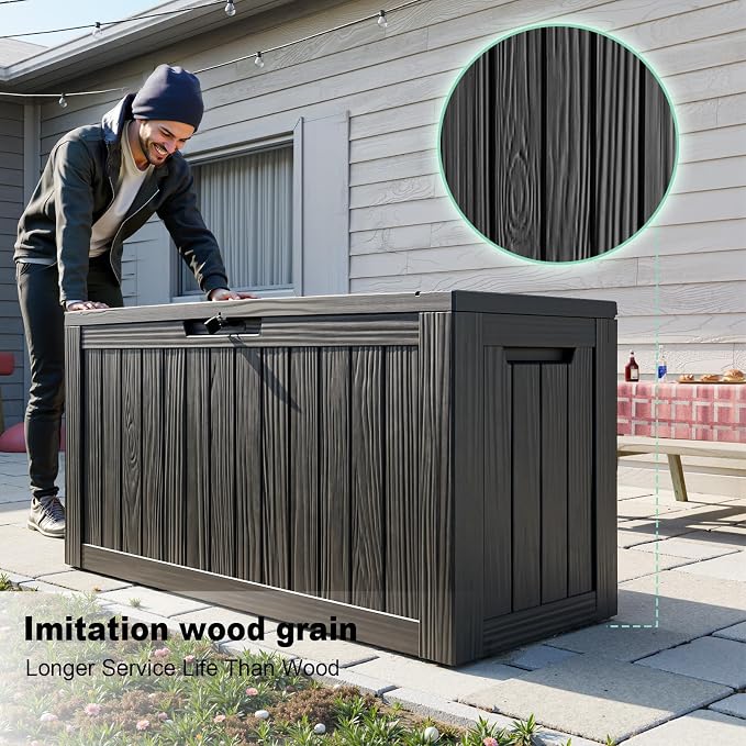 80 Gallon Outdoor Deck Box, Storage Lockable Waterproof Patio Furniture - Image 7