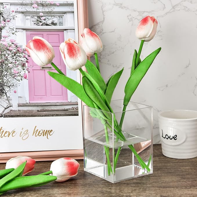 Mototo 2 Pieces Clear Acrylic Pen Holder & Pencil Cup Clear Makeup Bush Holder - Image 6