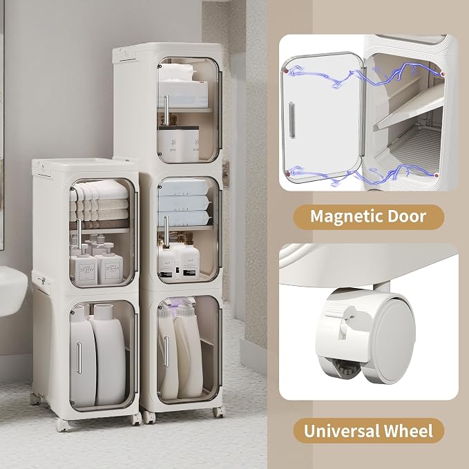 2-Tier Tall Narrow Storage Cabinet, Slim Bathroom Storage Cabinet - Image 6