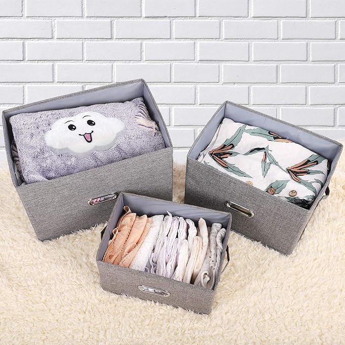 Large Linen Collapsible Storage Bins - Image 4