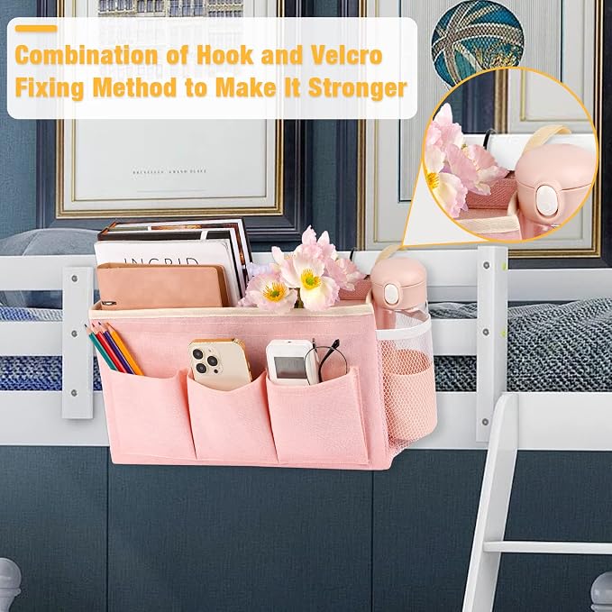 Bedside Organizer with Fixed Straps and Water Bottle Holder - Image 2