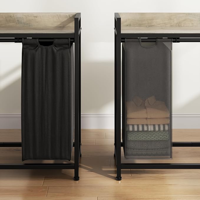 Laundry Hampers with Shelf, Laundry Basket 3 Section, Laundry Sorter with - Image 5