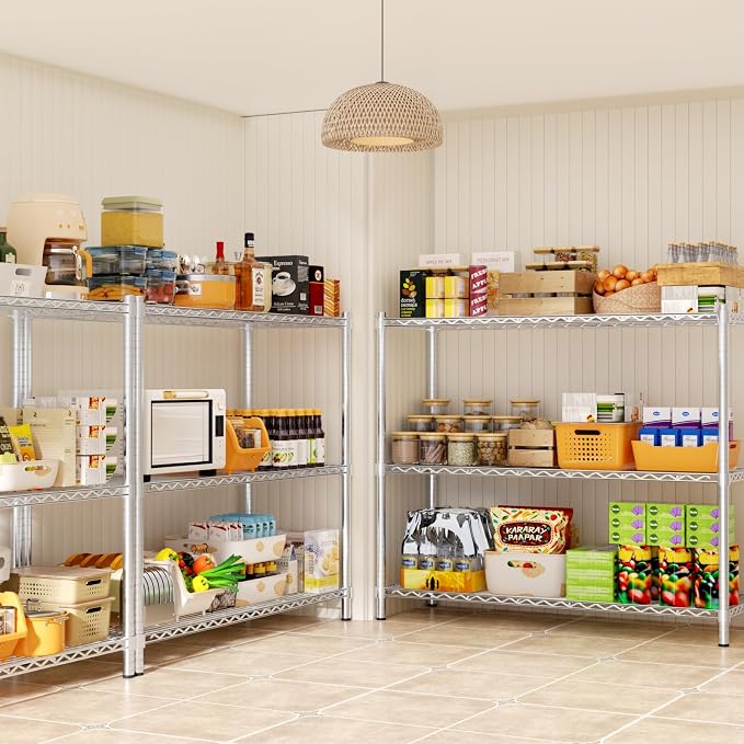 Storage Shelves, 3-Tier Adjustable Metal Industrial Utility Shelf Rack - Image 7