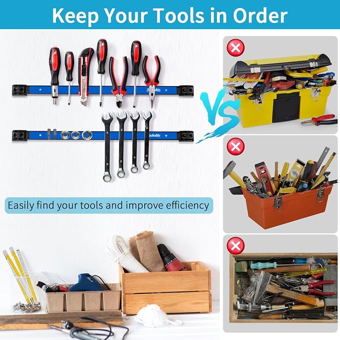 6 Pieces 12" Magnetic Tool Holder Strip, Metal Tool Organizer Rack - Image 5