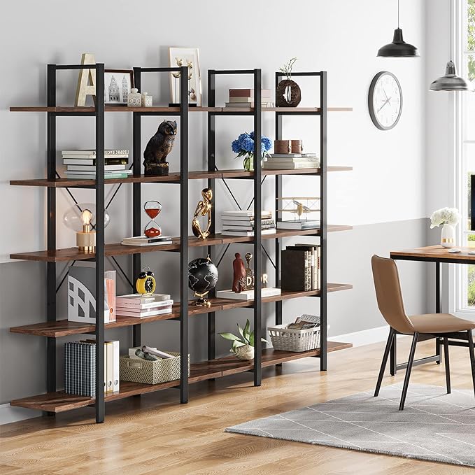 Tribesigns 5-Tier Bookshelf, Vintage Industrial Style Bookcase 72 H x 12 W x - Image 4