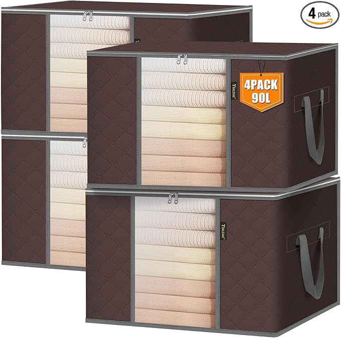 BALEINE 4 Pack Clothes Storage Bags, 24 Gallon Storage Containers by BALEINE