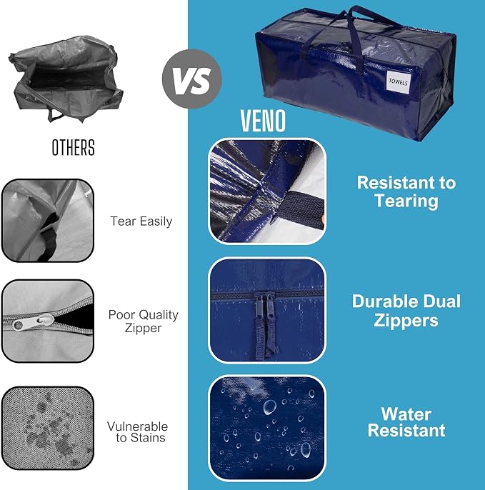 VENO 8 Pack Moving Bags w/Backpack Straps, Heavy Duty, Moving Boxes Alternative - Image 4