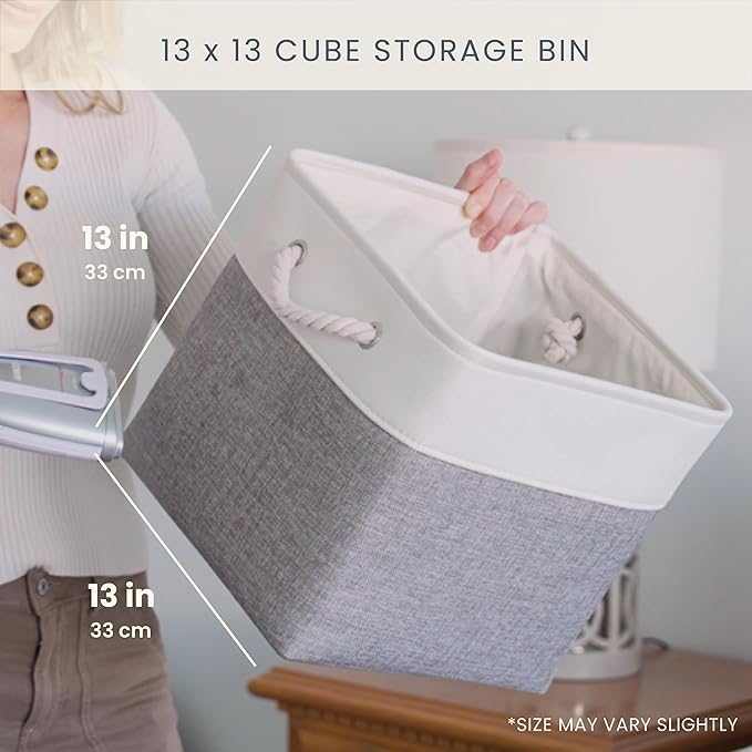 OrganiHaus 13x13 Cube Storage Bins 3 Pack, Foldable Cube Storage Organizer w/ - Image 2