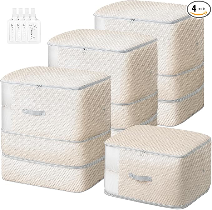 Comforter Storage Bag - 130L Large Capacity Blanket Storage Bags 3-Layer Ultra by EasortmPackingCubes