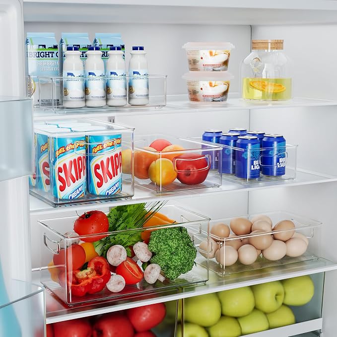 2 Pack Clear Freezer Organizer Bins Stackable Storage Bins - Image 6