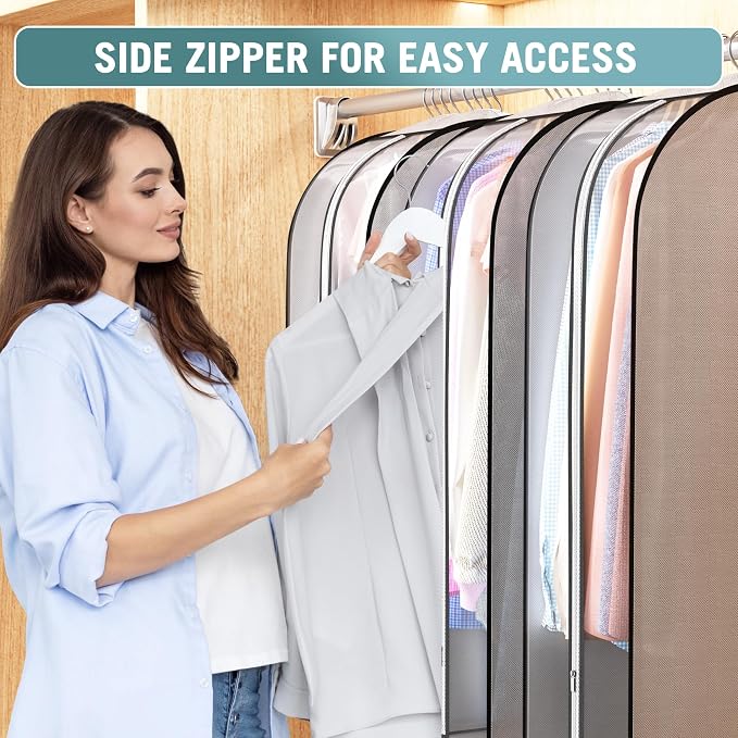 10" Gusseted Garment Bags for Hanging Clothes 32" Suit Bags for Open Closet - Image 4