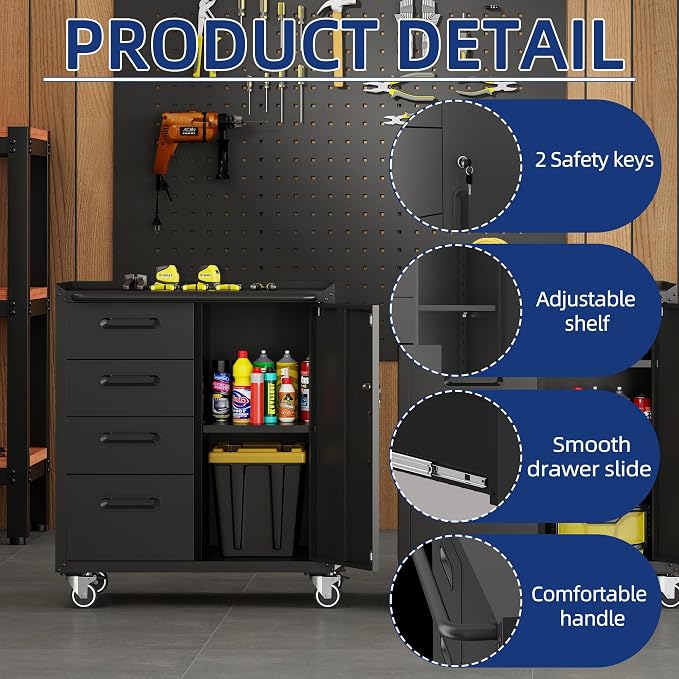 Tool Storage Cabinet, Rolling Tool Cabinet - Image 4