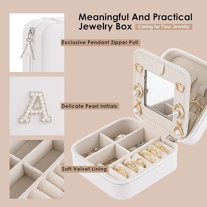 Birthday Gifts For Women, Initial Jewelry Box, Travel Jewelry Case, Gifts for - Image 3