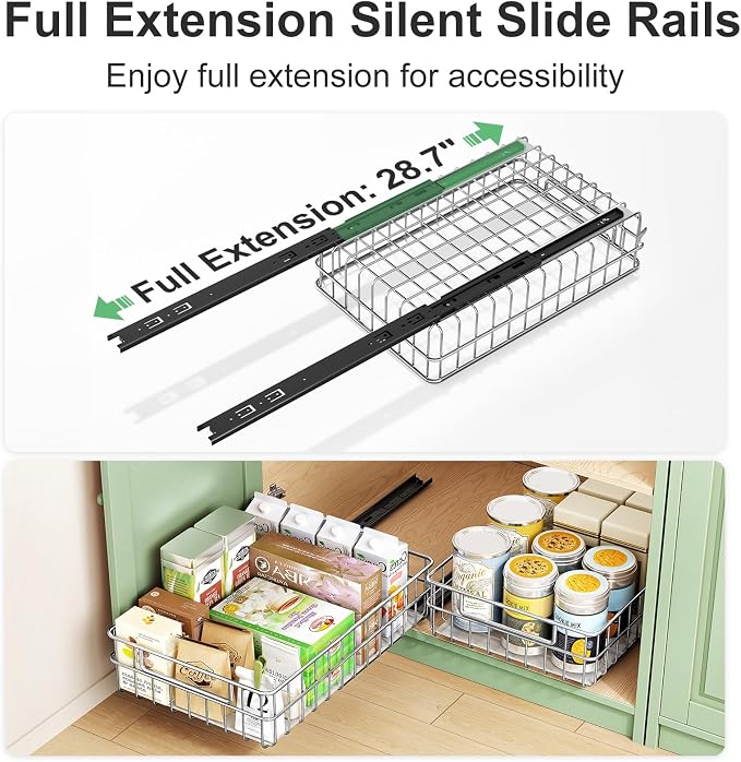 Pull out Cabinet Organizer, Stainless Steel 4-Pack Slide out Drawer - Image 5