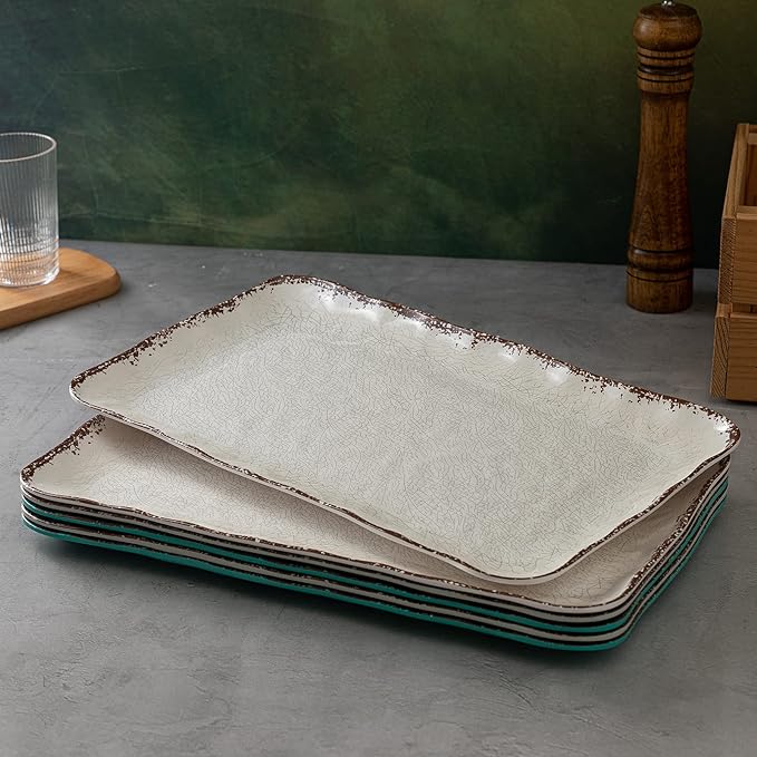 LEHAHA Farmhouse Large Serving Platters, 2 Piece Melamine Dinnerware Set - Image 5