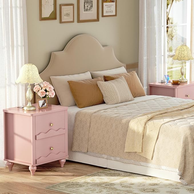 Cyclysio Nightstand with Charging Station, Side End Table with 2 Drawers - Image 8