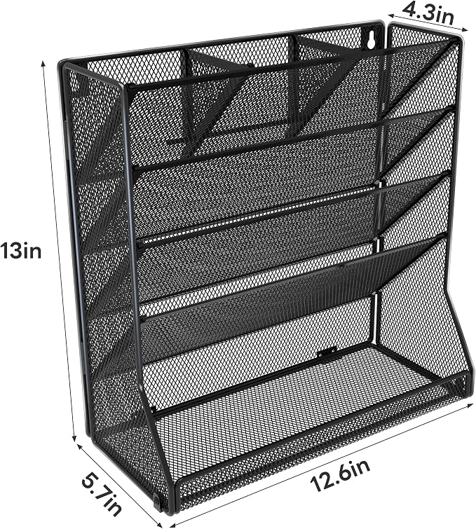 File Organizer Wall Mounted 5 Tiers, Durable Adjustable Metal Vertical Hanging - Image 7