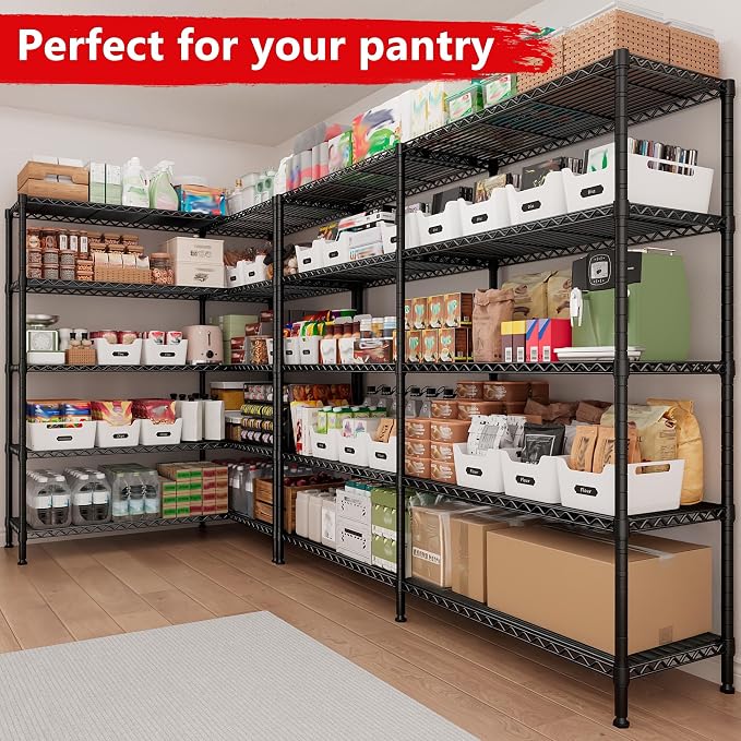 REIBII 5-Tier Heavy Duty Metal Wire Shelves, Industrial Style, 61.7"W x 72.4"H - Image 3