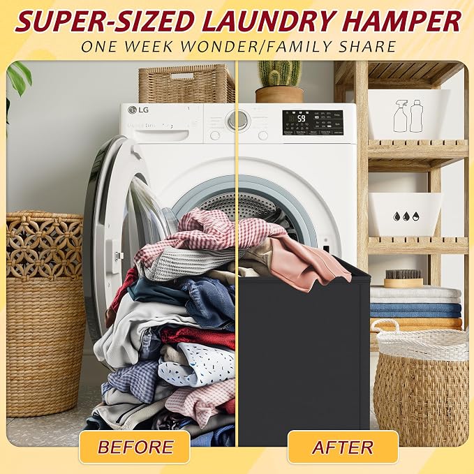 150L Laundry Hamper 2 Section, Large Laundry Hamper - Image 5
