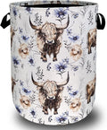 Watercolor Highland Cow Laundry Hamper by SELIONLIKN