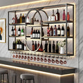 55.1INLarge Wall Mount Wine Rack, Metal 4 Tier Hanging Bottle Holder by FKKPRVAX
