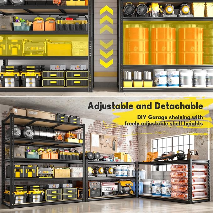 48" W Garage Shelving Heavy Duty 3200LBS Garage Storage Shelving, 5 Tier - Image 6