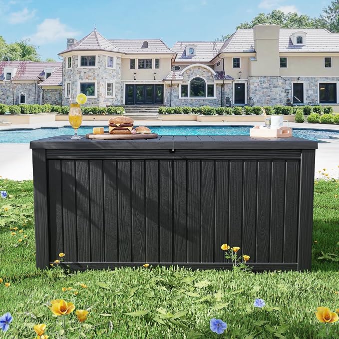 270 Gallon Resin Deck Box, Waterproof Outdoor Storage Box - Image 2