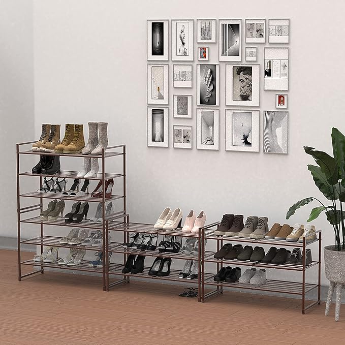 Simple Houseware 3-Tier Stackable Metal Panel Shoes Rack - Image 2
