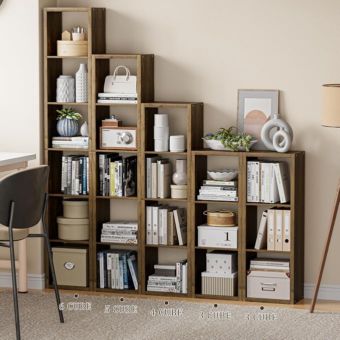 Cube Storage Organizer Bookcase, Small 4 Tier 11 inch Open Back Cubical Shelf - Image 4