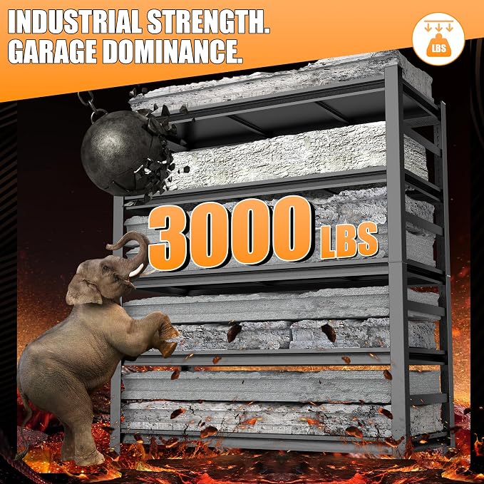 47.2''W*23.6D'' Garage Shelving, 3000lb Heavy Duty Shelving, Adjustable Metal - Image 3