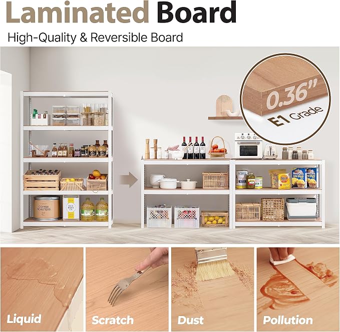 HOMEDANT House Lift-Beam White Boltless Heavy Duty Garage Storage Shelving - Image 4