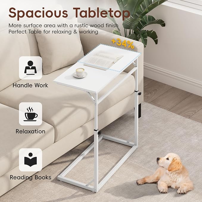 Vagusicc C Shaped End Table, Tall Side Table - Image 6