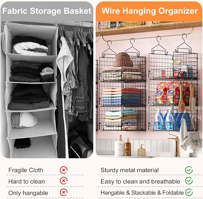 Sonyabecca 3-Tier Hanging Closet Organizer, Foldable Cabinet Wire Storage - Image 7