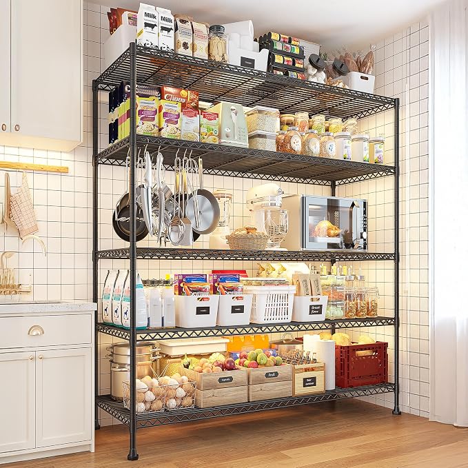 REIBII 45.8''W Steel Wire Shelving Unit, 5 Tier Adjustable Metal Storage Shelves - Image 2