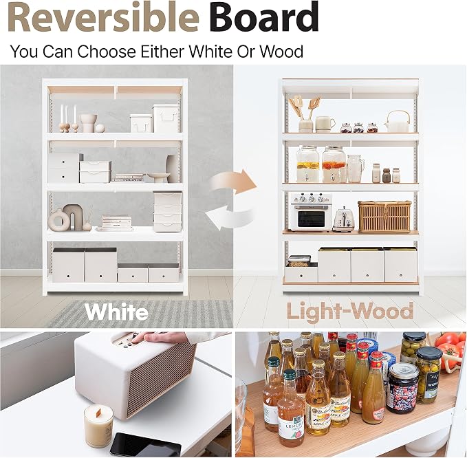 HOMEDANT House Lift-Beam White Boltless Heavy Duty Garage Storage Shelving - Image 8