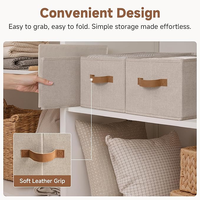 SroageWorks Storage Baskets for Shelves, Foldable Fabric Closet Storage Bins - Image 3