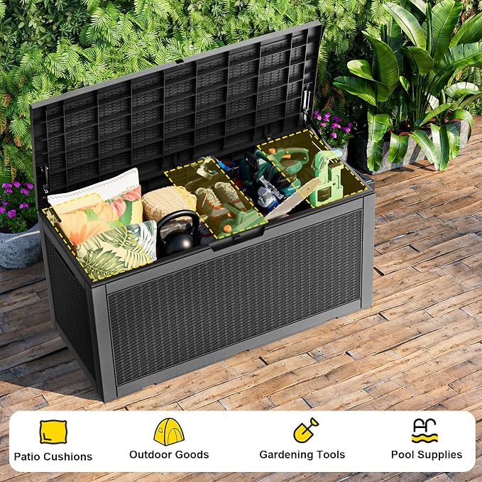 100 Gallon Deck Box, Resin Outdoor Storage Box - Image 6